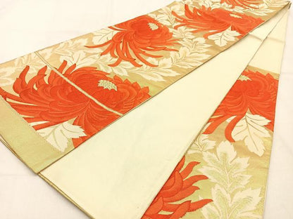 平和屋着物◎六通柄袋帯 乱菊 金糸 正絹 逸品 BAAW0732hj