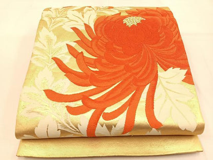平和屋着物◎六通柄袋帯 乱菊 金糸 正絹 逸品 BAAW0732hj