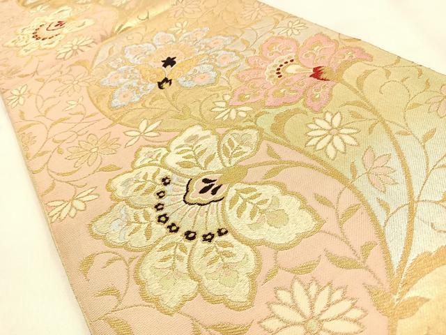 平和屋着物◎六通柄 本袋帯 更紗花唐草文 金銀糸 正絹 逸品 BAAW0737hj
