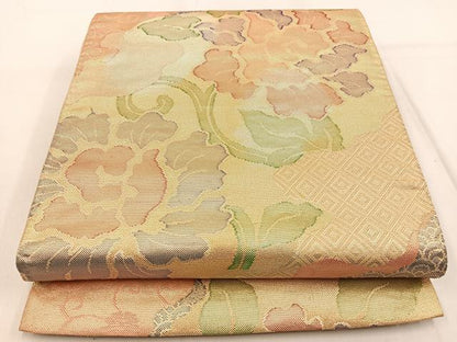 平和屋着物◎六通柄袋帯 道長花唐草文 金銀糸 正絹 逸品 BAAW0740hj
