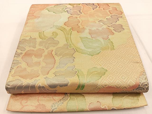 平和屋着物◎六通柄袋帯 道長花唐草文 金銀糸 正絹 逸品 BAAW0740hj
