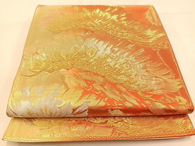 平和屋着物◎六通柄袋帯 笠松 金銀糸 正絹 逸品 未使用 BAAW0741hj