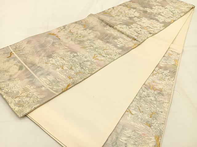 平和屋着物◎六通柄袋帯 唐織 古都の四季 金銀糸 錦引箔 正絹 逸品 BAAW0747hj