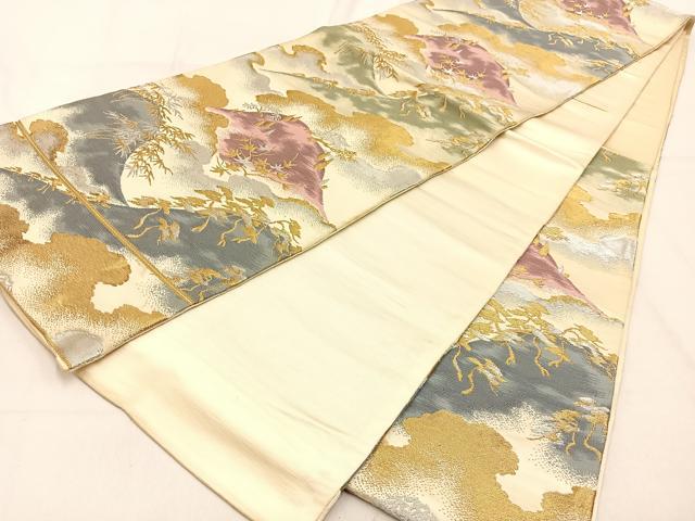 平和屋着物◎六通柄 京袋帯 遠山風景文 金銀糸 正絹 逸品 BAAW0749hj