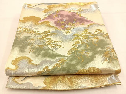 平和屋着物◎六通柄 京袋帯 遠山風景文 金銀糸 正絹 逸品 BAAW0749hj
