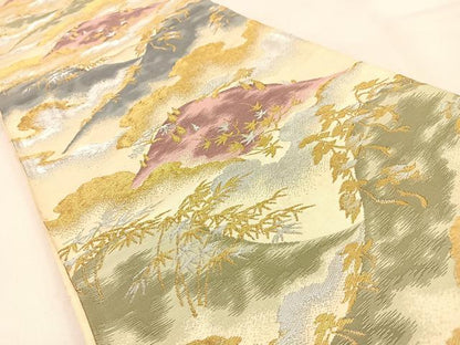 平和屋着物◎六通柄 京袋帯 遠山風景文 金銀糸 正絹 逸品 BAAW0749hj