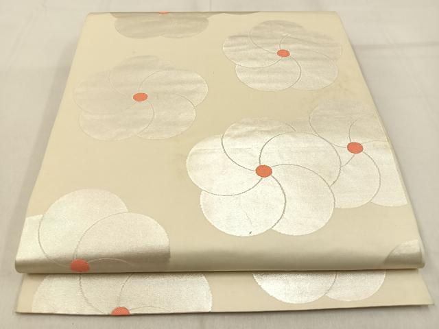 平和屋着物◎六通柄　本袋帯　梅　銀糸　正絹　逸品　BAAW0755hj
