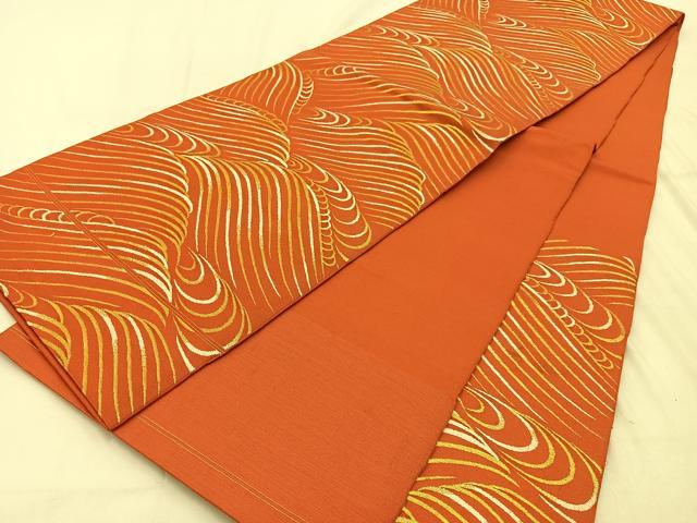 平和屋着物◎六通柄 京本袋帯 唐織 流水文 金糸 正絹 逸品 BAAW0757hj