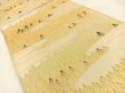 平和屋着物◎六通柄袋帯　樹林文　金銀糸　正絹　逸品　BAAW0761hj