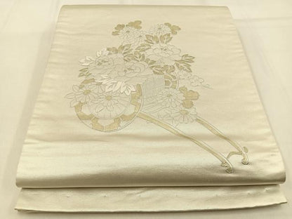 平和屋着物◎太鼓柄袋帯　花車文　金銀彩　正絹　逸品　BAAW0764hj