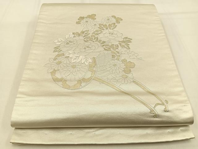 平和屋着物◎太鼓柄袋帯　花車文　金銀彩　正絹　逸品　BAAW0764hj
