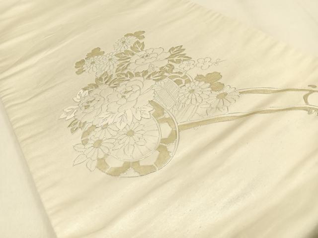 平和屋着物◎太鼓柄袋帯　花車文　金銀彩　正絹　逸品　BAAW0764hj