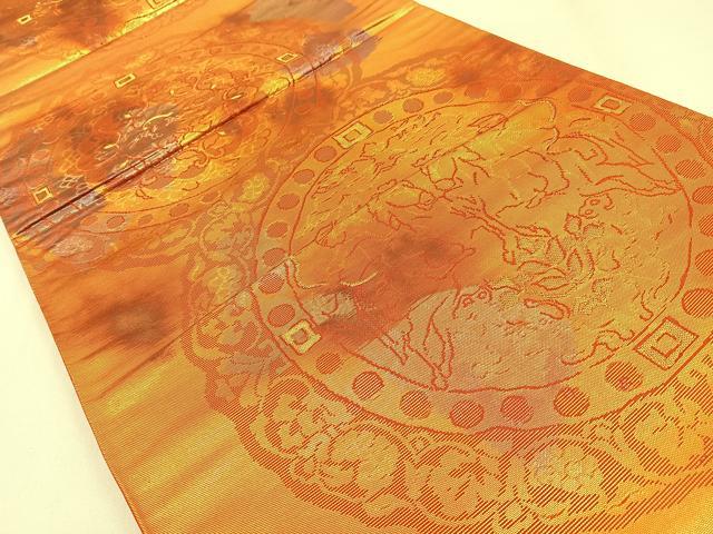 平和屋着物◎六通柄袋帯　狩猟花鳥文　金銀糸　引箔　正絹　逸品　BAAW0770hj