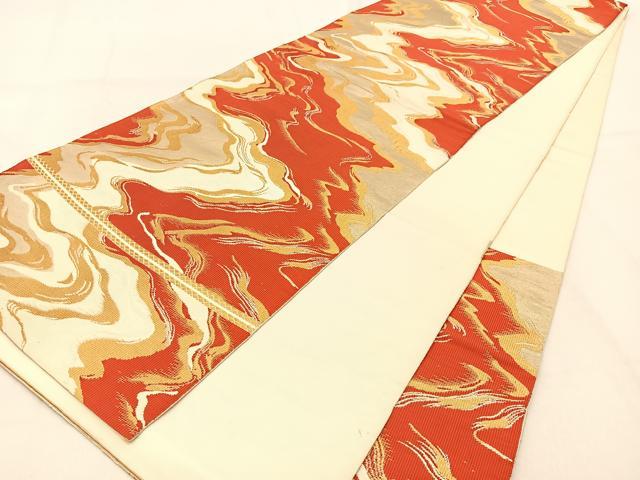 平和屋着物◎六通柄　本袋帯　流水文　金糸　正絹　逸品　BAAW0774hj