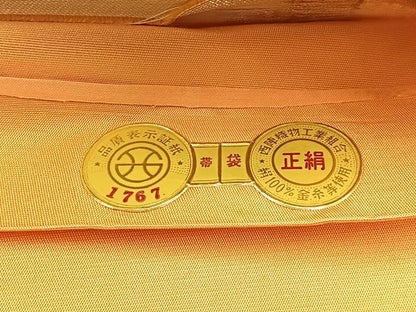 平和屋着物◎西陣　六通柄袋帯　唐織　立波船文　金銀糸　証紙付き　正絹　逸品　BAAW0775hj
