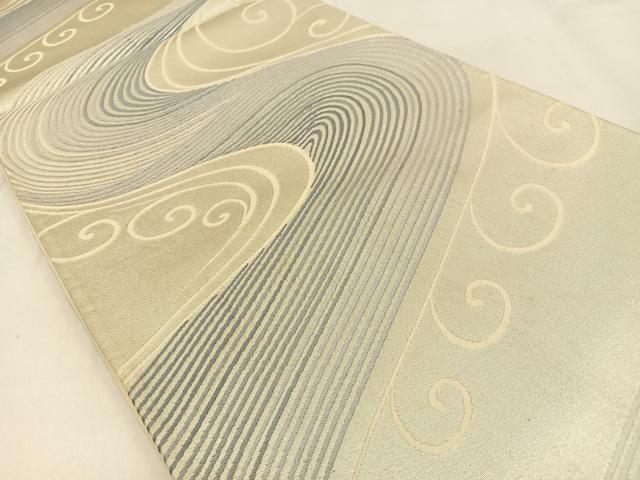 平和屋着物◎六通柄袋帯 唐織 流水文 銀糸 正絹 逸品 BAAW0783hj
