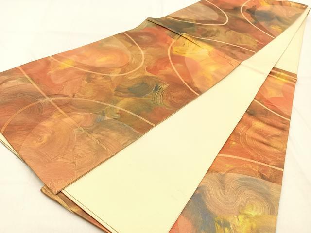 平和屋着物◎六通柄袋帯　抽象文様　引箔　正絹　逸品　BAAW0784hj