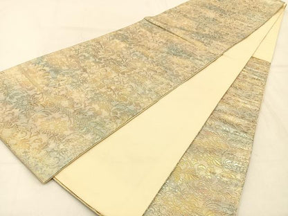 平和屋着物◎六通柄袋帯　更紗花唐草文　金糸　引箔　正絹　逸品　BAAW0785hj