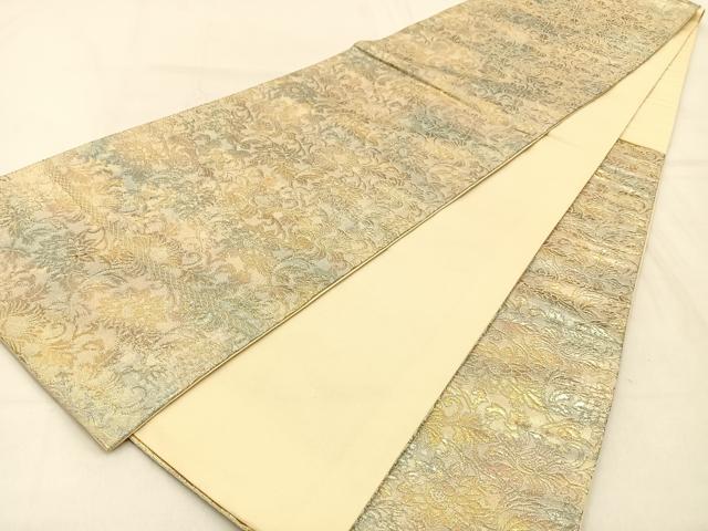 平和屋着物◎六通柄袋帯　更紗花唐草文　金糸　引箔　正絹　逸品　BAAW0785hj