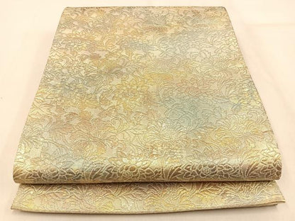 平和屋着物◎六通柄袋帯　更紗花唐草文　金糸　引箔　正絹　逸品　BAAW0785hj