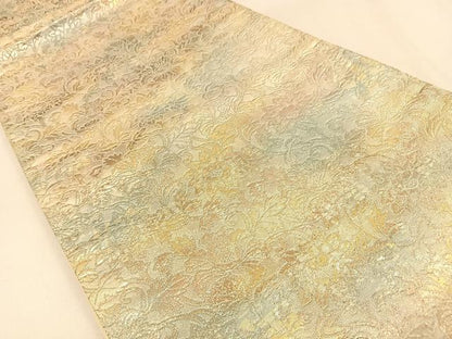 平和屋着物◎六通柄袋帯　更紗花唐草文　金糸　引箔　正絹　逸品　BAAW0785hj