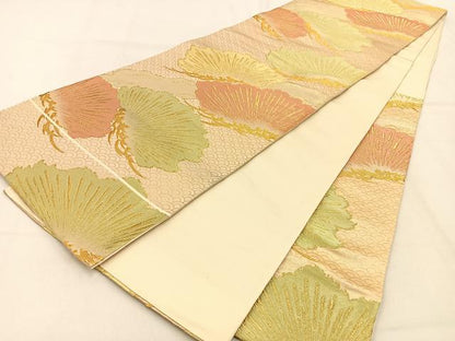 平和屋着物◎六通柄袋帯　松　金糸　正絹　逸品　BAAW0789hj