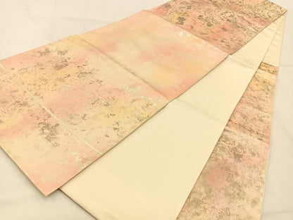 平和屋着物◎六通柄袋帯　霞文　引箔　正絹　逸品　未使用　BAAW0796hj