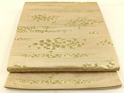 平和屋着物◎六通柄袋帯　流水箔散らし文　金糸　正絹　逸品　BAAW0805hj