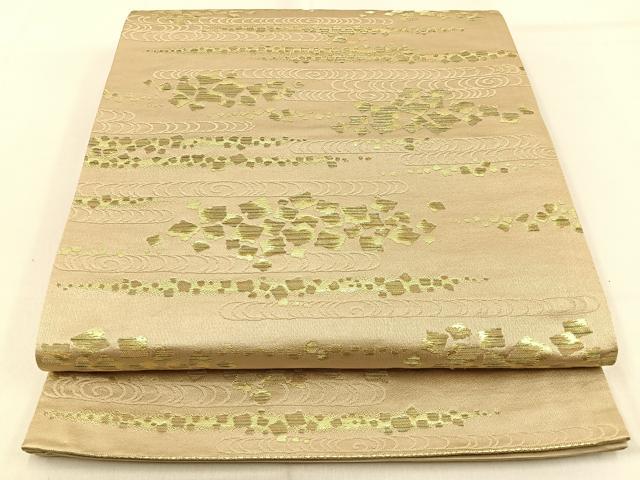 平和屋着物◎六通柄袋帯　流水箔散らし文　金糸　正絹　逸品　BAAW0805hj