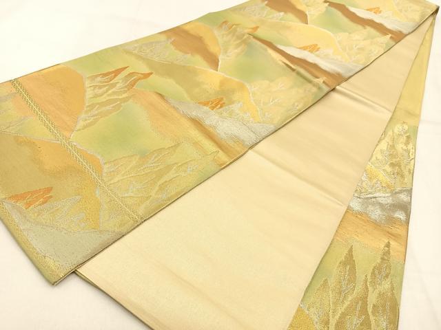 平和屋着物◎六通柄袋帯　樹林風景文　金銀糸　正絹　逸品　BAAW0807hj