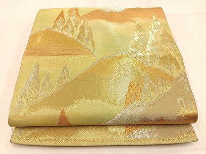 平和屋着物◎六通柄袋帯　樹林風景文　金銀糸　正絹　逸品　BAAW0807hj