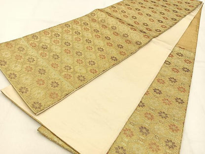 平和屋着物◎六通柄　京袋帯　蜀江花文　金糸　正絹　逸品　BAAW0808hj