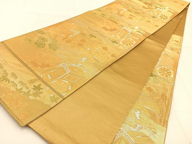 平和屋着物◎六通柄袋帯　松竹梅　御所車文　金銀糸　正絹　逸品　BAAW0809hj