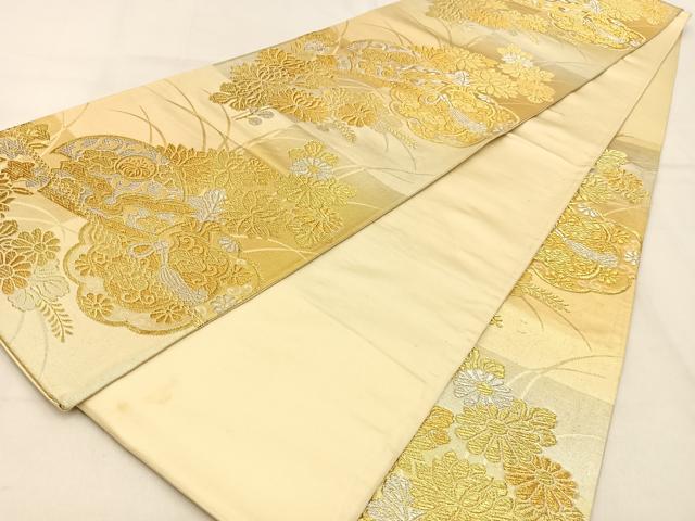 平和屋着物◎西陣　六通柄袋帯　吉祥花文　金銀糸　正絹　逸品　BAAW0814hj