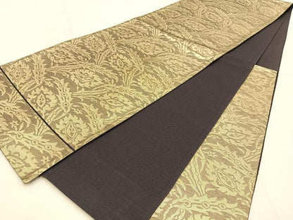 平和屋着物◎六通柄袋帯　さらさ　金糸　正絹　逸品　BAAW0817hj