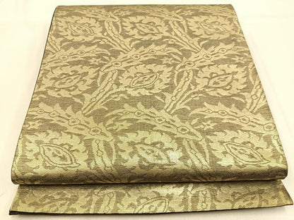 平和屋着物◎六通柄袋帯　さらさ　金糸　正絹　逸品　BAAW0817hj