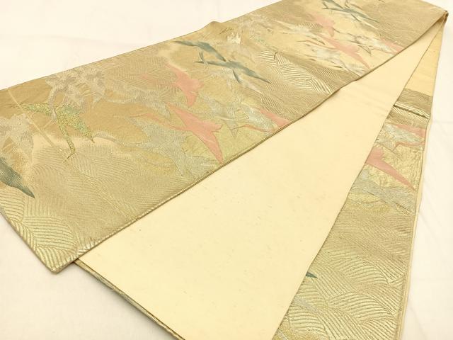 平和屋着物◎六通柄袋帯 飛鶴文 金銀糸 正絹 逸品 BAAW0821hj