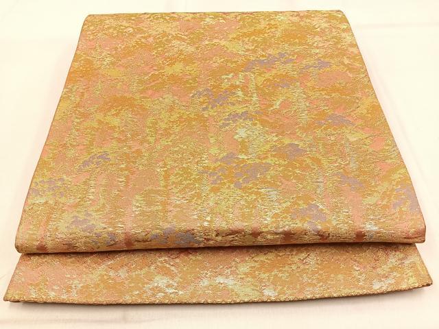平和屋着物◎六通柄袋帯　樹林文　金銀糸　正絹　逸品　BAAW0827hj