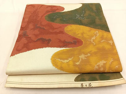 平和屋着物◎六通柄　本袋帯　青々苑　金糸　正絹　逸品　BAAW0839hj