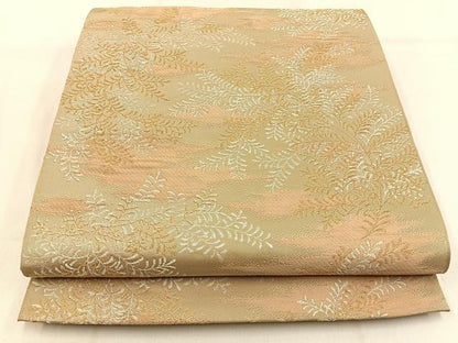 平和屋着物◎六通柄　京本袋帯　唐織　草葉文　金銀糸　正絹　逸品　BAAW0842hj