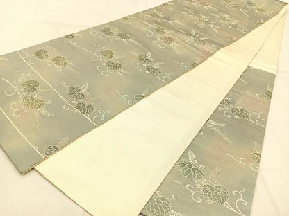 平和屋着物◎六通柄袋帯　葵　銀糸　引箔　正絹　逸品　BAAW0846hj