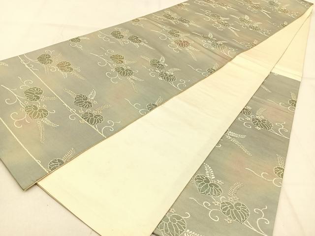 平和屋着物◎六通柄袋帯　葵　銀糸　引箔　正絹　逸品　BAAW0846hj