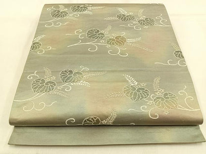 平和屋着物◎六通柄袋帯　葵　銀糸　引箔　正絹　逸品　BAAW0846hj