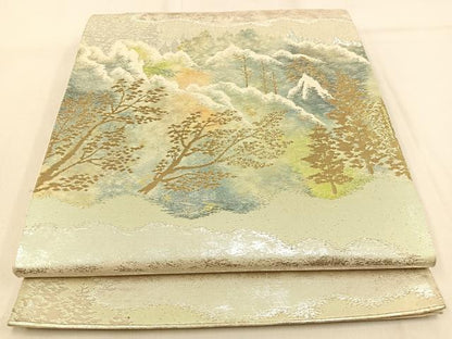 平和屋着物◎六通柄袋帯　樹林文　金銀糸　正絹　逸品　BAAW0849hj