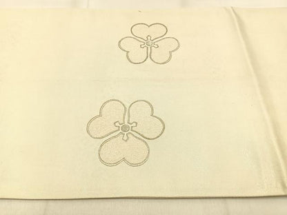 平和屋着物◎太鼓柄袋帯　総刺繍　片喰　銀糸　正絹　逸品　BAAW0850hj
