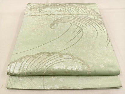 平和屋着物◎六通柄袋帯　竜田川　銀糸　正絹　逸品　BAAW0851hj