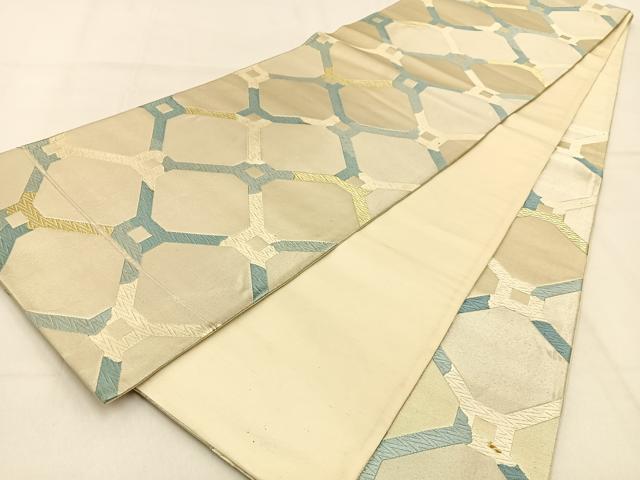 平和屋着物◎六通柄袋帯　唐織　こうげん　蜀江文様　金糸　正絹　逸品　BAAW0852hj
