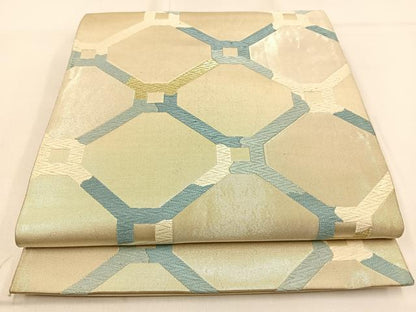 平和屋着物◎六通柄袋帯　唐織　こうげん　蜀江文様　金糸　正絹　逸品　BAAW0852hj