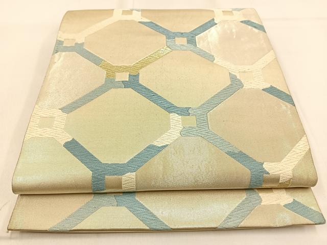 平和屋着物◎六通柄袋帯　唐織　こうげん　蜀江文様　金糸　正絹　逸品　BAAW0852hj