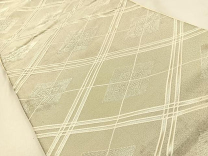 平和屋着物◎六通柄袋帯　菱文様　銀糸　正絹　逸品　BAAW0861hj